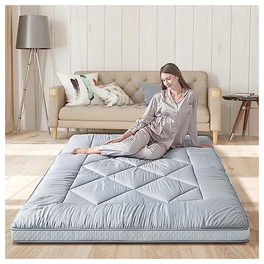 Heimorn Japanese Floor Mattress Futon Mattress, Thicken Sleeping Mattress Foldable & Portable Roll up Camping Mattress with Dust-Proof Cover, Gray Twin