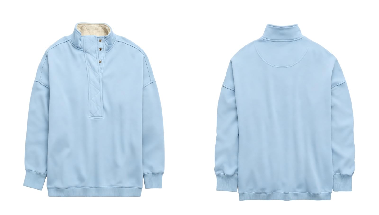 Generisch Damska bluza z kołnierzem Henley, guzikami i luźnym krojem