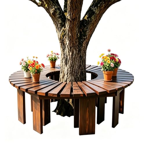 Asiento redondo de madera premium para jardines y patios 2