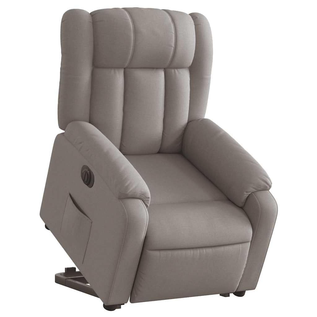 Poltrona Relax Elettrica Taupe Stoff Con Alzata