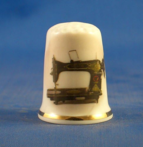 Porcelain China Collectable Thimble - Vintage Vesta Sewing Machine - Free Gift Box