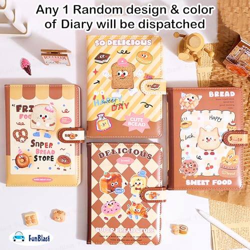 Image of FunBlast Diary for Girls - Kawaii Diary for Kids, Journal Diaries for Girls, Notepad for Students Stationary Items, Birthday Gifts- Random Design (128 Sheets) (Random Print)