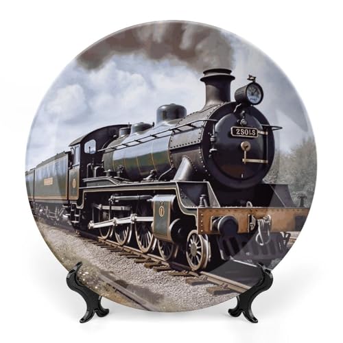 Plato Decorativo Locomotora a Vapor de Porcelana 6 Pulg miniatura 1