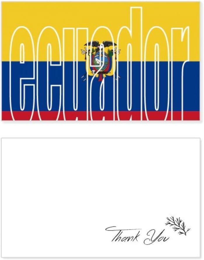 Ecuador Country Flag Name Thank You Card Birthday Wedding Business Message Set