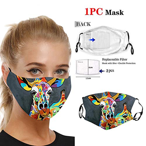 Preisvergleich Produktbild Gesichtsschutzschild 3D, Waschbar Mundschutz mit Motiv Katze, Mehrweg Atmungsaktiv Stoffmasken Halstuch Bandana Tuch, Mund und Nasenschutz Neue Modelle! (A)