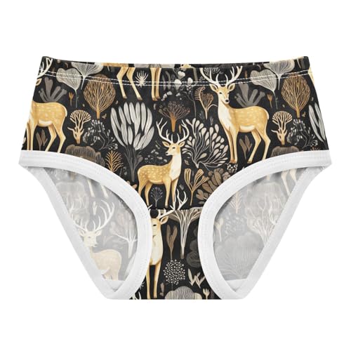 Joisal Girls Underwear Toddlers 2t Cotton Panties for Girl Aesthetic Briefs Undies Kids Elegant Deer Antlers Black