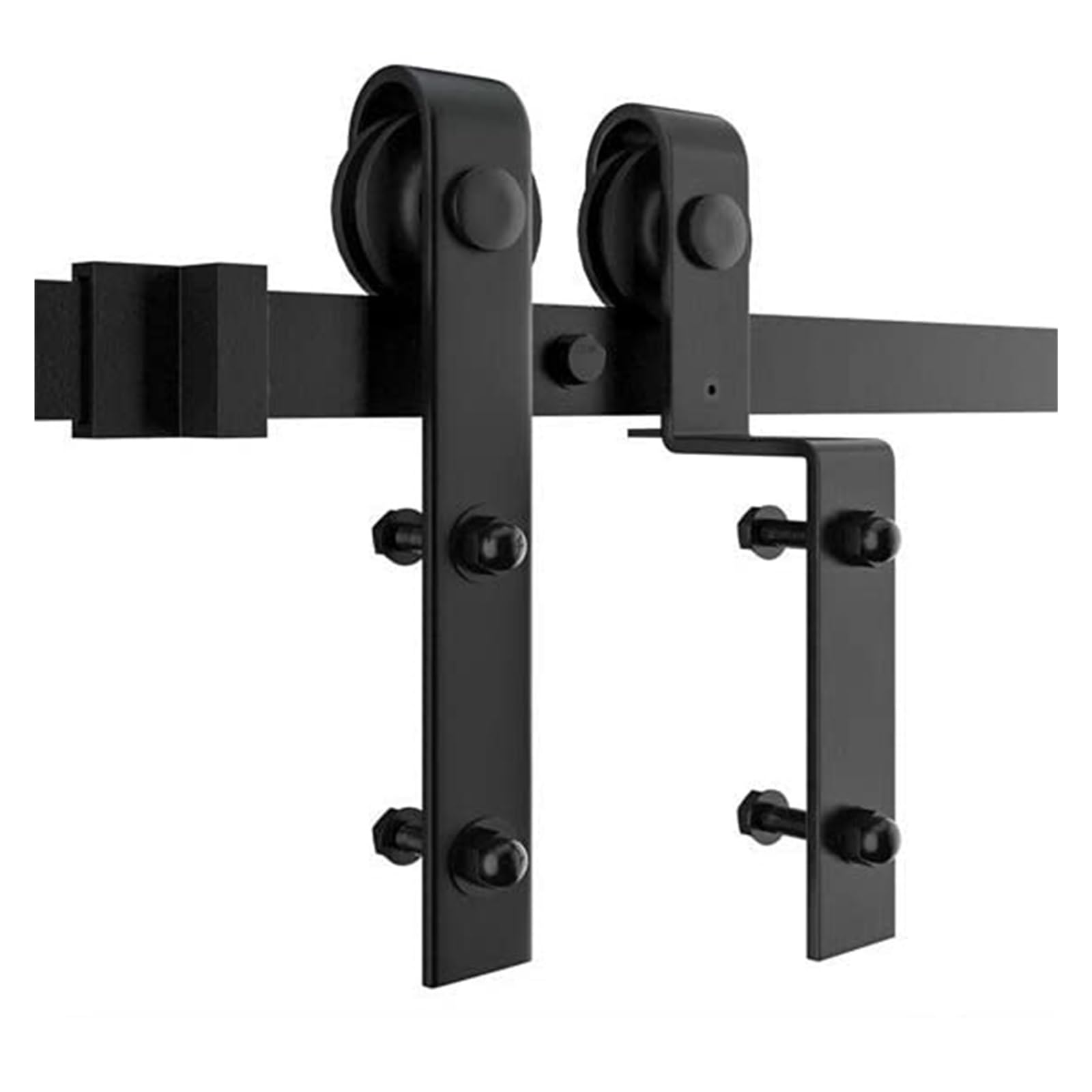 Bypass Sliding Barn Door Hardware Track Bent Hanger System 4-9.6FT J-Shaped,Smooth Gliding