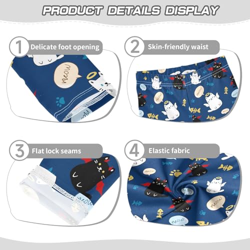 Cute Angle and Evil Cats Navy Girls Leggings Soft Comfortable Athletic Leggings Dancing Pants for 4-10 Years3