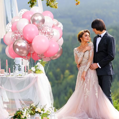 Ballons argentés métallisés et roses de qualité supérieure pour réception chic - 4