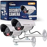 ARMO Dummy Security Camera with Realistic Look Recording LED, Large Warning Sticker
