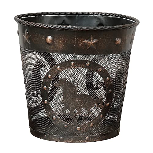 Black Forest D cor - Western Horse Metal Waste Basket - Rustic Small Trash Can for Bathroom Kitchen