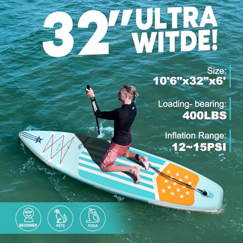 Image of Inflatable Paddle Board, Stand Up Paddle Board | Stable Design with Non-Slip Comfort Deck, Portable Travel Paddle Board