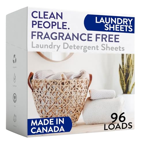 The Clean People Fragrance Free Laundry Detergent Sheets - Laundry Soap - Ultra Concentrated, Recyclable Packaging, Stain Fighting - Fragrance Free, 96 Pack