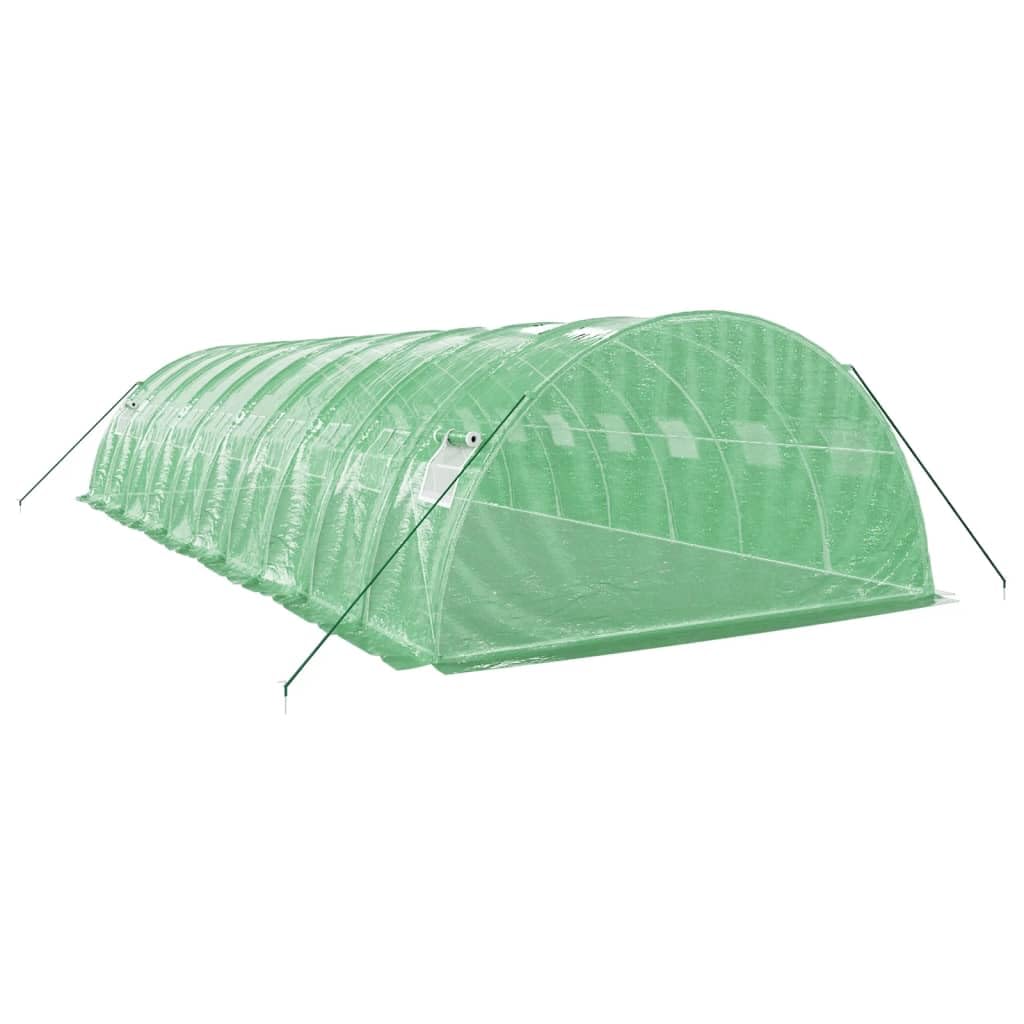 Homgoday Invernadero con Estructura de Acero Verde 40 m² 10x4x2 m, Invernadero Caseta Jardín Terraza Plantas Semilla Cultivo Huerto Verduras Cubierta Casero