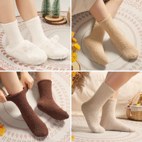 Fuzzy Socks for Women Gifts, Fluffy Cozy Plush Soft Slipper Socks for Fall Winter Christmas Warm Sleeping Home 5/6 Pairs3