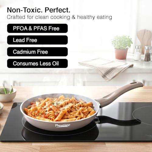Image of Prestige Ceraglide Duo Frypan 24Cm /1.6L Non-Stick Ceramic Coating|Works On Gas & Induction|High Heating|Cool Touch Handle|Grey