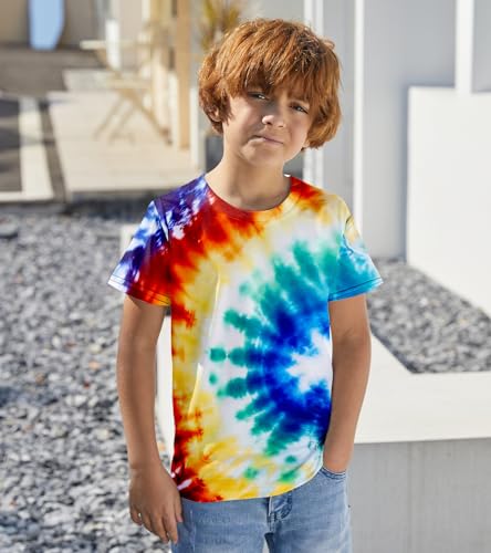 Image of Boys Tie Dye Shirt Size 4-14 Hippies Senior Rainbow Tees T Shirts for Kids | Tees T shirts for Kids