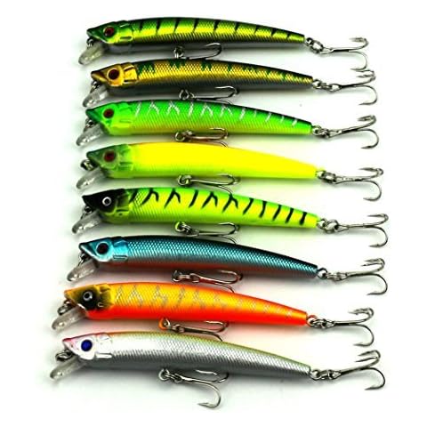 LENPABY 8pcs hard minnow fishing lures bass wobbler pike carp trout perch catfish fishing baits 9.5CM 7.8G Cover