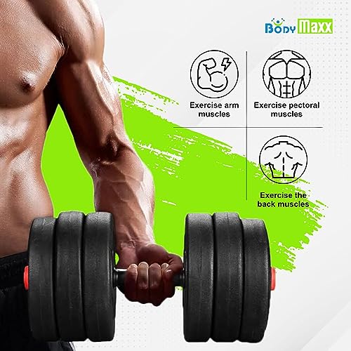 Image of Body Maxx PVC Dumbbell Set With1 Pair of Adjustable Dumbbell Rod And PVC Dumbbell Plates in Several Variations. (14KG Weight)