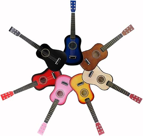 Miniatura 7 de Kisangel 1 guitarra para principiantes de 23 pulgadas, 6 cuerdas, estilo vintage, guitarra acústica de madera, instrumentos musicales para niños