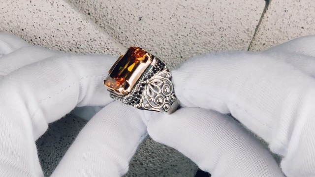 Amazon.com: 925 Sterling Silver Citrine Stone Men Silver Ring