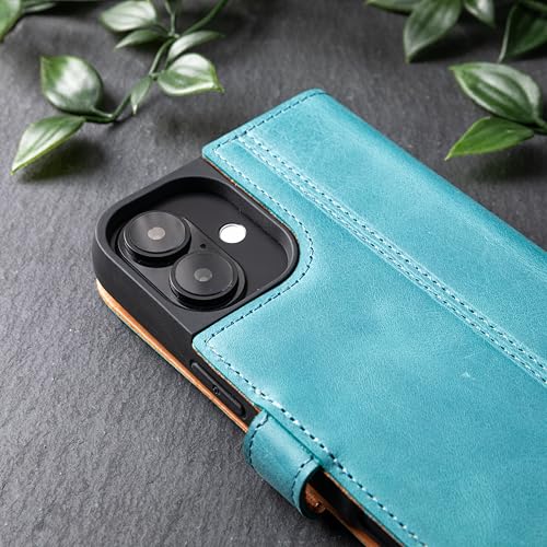 Étui iPhone 16 Plus Snakehive en cuir véritable bleu sarcelle - 6