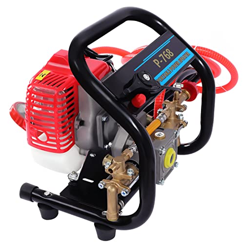 Pulverizador de motor de gasolina, pulverizador de alta presión, 26 CC, motor refrigerado por aire, pulverizador para mochila de gasolina, 8500 rpm, pulverizador de jardín con válvula de ajuste de