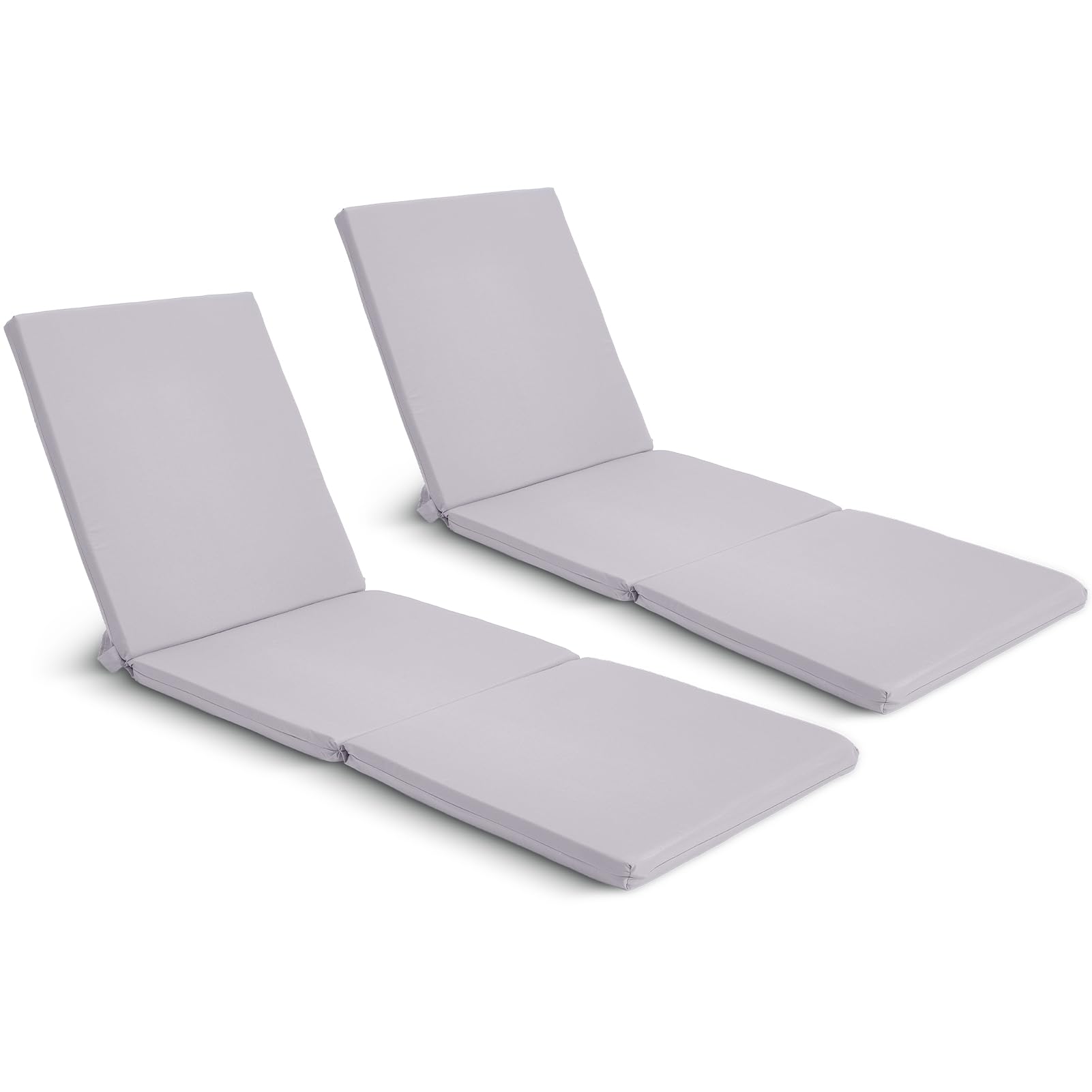 Warmiehomy Tri-Fold Sun Lounger Replacement Cushions Set of 2, 182x58cm Waterproof Recliner Garden Chair Cushions with Fastened Strap & Removable Cover, Chaise Lounge Cushion Outdoor(Light Grey)