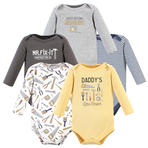 Image of Hudson Baby baby-boys Cotton Long-sleeve Bodysuits 5-pack