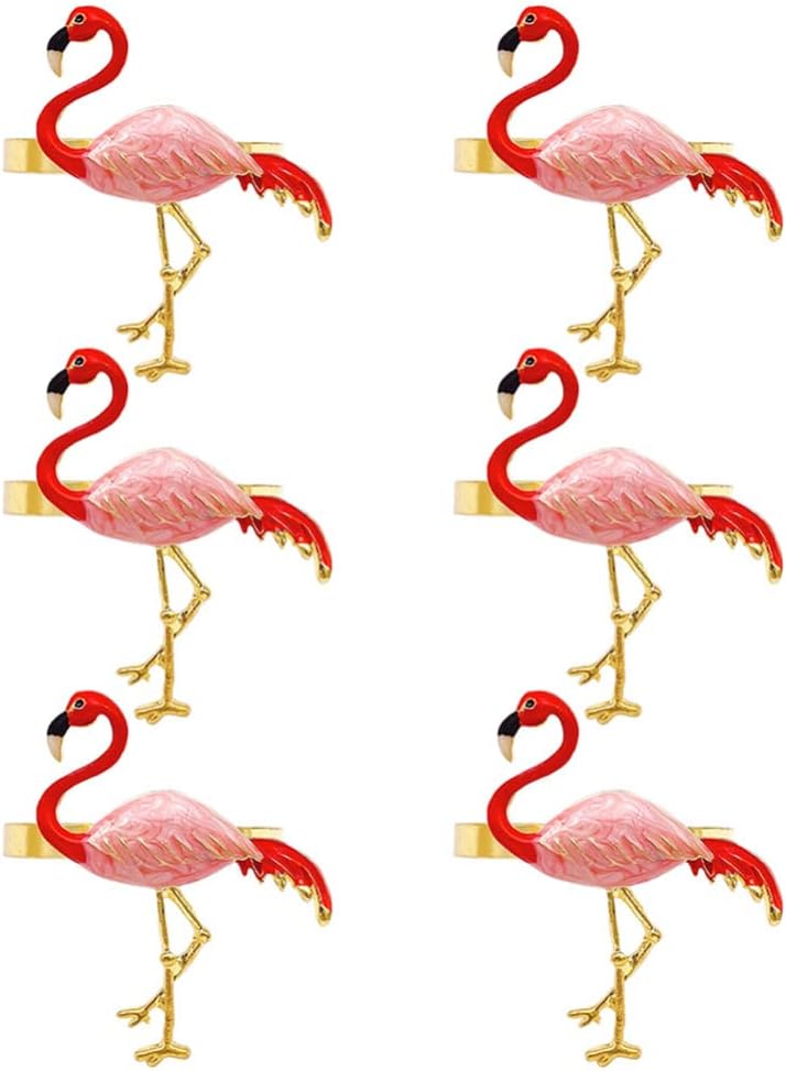 PRETYZOOM Party Napkin Ring Set of 12 Pink Flamingo Napkin Rings Tropical Hawaiian Luau Party Decorations for Wedding Dinner and Family Gatherings