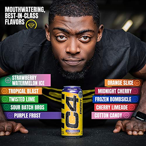 C4 Energy Carbonated Zero Sugar Energy Drink, Pre Workout Drink + Beta Alanine, Orange Slice, 16 Fl Oz (Pack Of 12) #TOP4