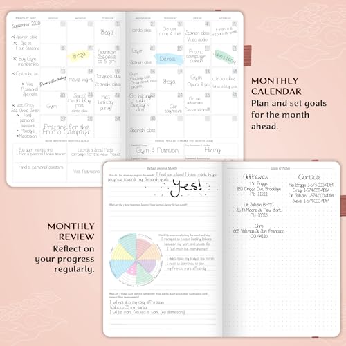 Image of Legend Planner - Deluxe Weekly & Monthly Life Planner to Hit Your Goals & Live Happier. Organizer Notebook & Productivity Journal. A5 Hardcover, Undated - Start Any Time + Stickers - Rose Gold Gold