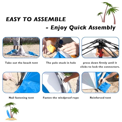 Image of Beach Tent Pop Up Shade, Instant Beach Tents Sun Shelter with UPF 50+ UV Protection, Lightweight & Easy Setup Tent