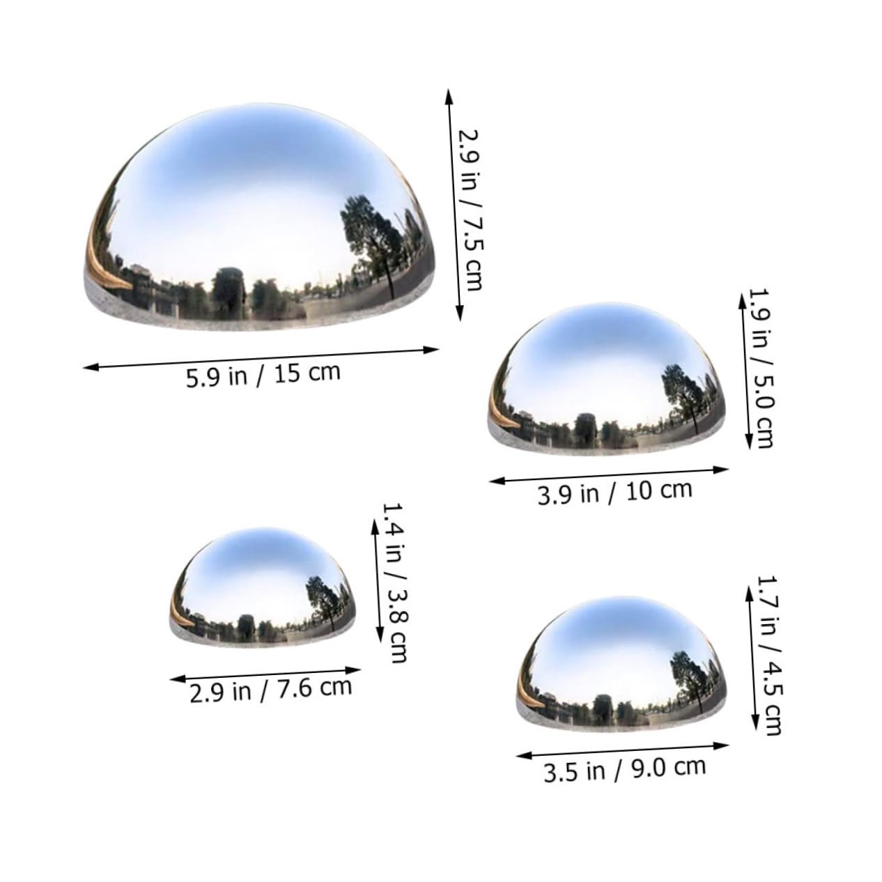 OFFSCH Mirror Garden Decor Balls 4 Pack Gazing Globes Stainless Steel Reflective Balls for Yard Decor