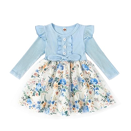 Haokaini Kleinkind Baby Mädchen Blumenkleid Lange Rüschen Ärmel...
