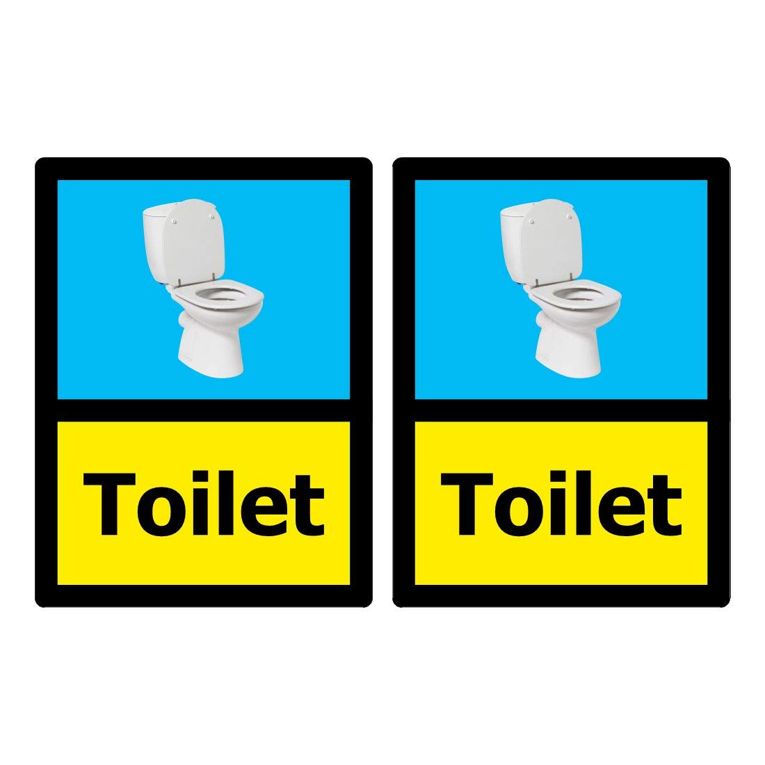 Pack of 2 Toilet Dementia Signs for People with Alzheimer's in Care Homes and households. Size 150mm x 200mm self Adhesive Stickers. Ideal for Internal Doors