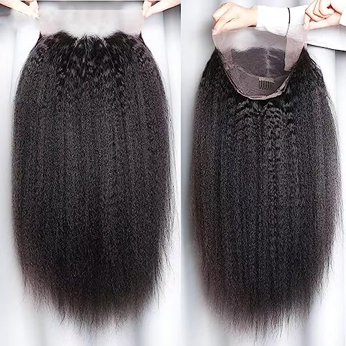 Human Hair Wig For Women Yaki Straight Human Hair Glueless Wig 13x6 HD Lace Front Wigs Human Hair Pre Plucked With Baby Hair 180% Brazilian Real Human Hair Lace Frontal Yaki Wig 16 Inch - Image 3
