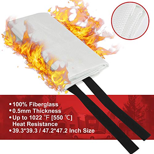 4-Pack Fire Blanket - Fiberglass Fire Blanket Fire Suppression Blanket - Fire Blankets Emergency for People - Fire Safety Blanket with Emergency Whistles - Fireblanket for Kitchen, Home