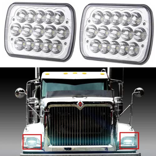 7x6 5x7 inch Led Headlights Rectangle 6054 H6054 H6052 H6053 H6014 w/ H4 Headlight Relay Harness Plug High/Low Beam Sealed Beam Replacement for Chevrolet Express 3500