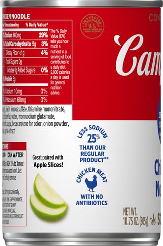 Campbell's Condensed 25% Less Sodium Chicken Noodle Soup, 10.75 Ounce Can (Pack of 4)