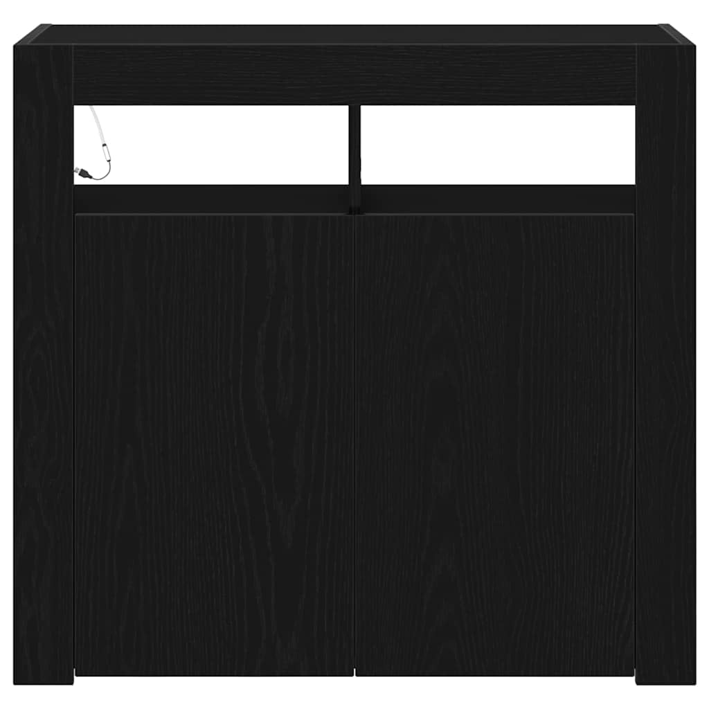 vidaXL Buffet Chêne Noir 80 x 35 x 75 cm Bois d'ingénierie, Buffet rectangulaire élégant pour Le Salon, Meuble de Rangement Moderne, Cabinet d'intérieur Polyvalent