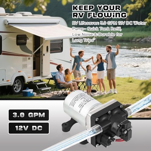 Image of 12V RV Water Pump 4008-101-A65 /E65 | 3.0 GPM - 55 PSI | Camper RV Water Pump | Self-Priming & Quiet Diaphragm Pump | Thermal Protection & Dry Run Safe (Upgrade 4008-101-A65 /E65)