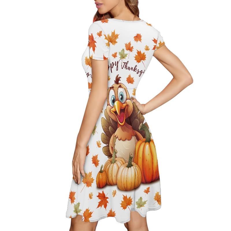 Image of Irisjudy T Shirt Dress for Women Short Sleeve Girls Short Sleeve Dress Plus Size, O Neck Knee Length Midi Dress for Ladies
