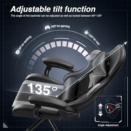 OneGame-Ergonomic-Gaming-Chair-High-Back-Computer-Gamer-Chair-Height-Adjustable-Game-Chair-with-Adjustable-backrest-Racing-Style-Gaming-Office-Chair-with-Headrest-and-Lumbar-Support-Blackgray OneGame Ergonomic Gaming Chair High Back Computer Gamer Chair Height Adjustable Game Chair with Adjustable backrest Racing Style Gaming Office Chair with Headrest and Lumbar Support Blackgray
