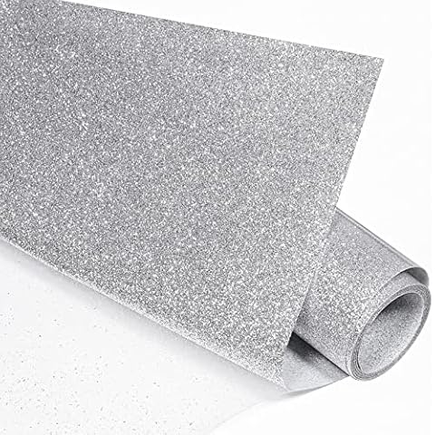 VINYL FROG Silver Glitter Heat Transfer Vinyl Roll 30.5x155cm Heat Press for Cameo and Heat Press Cover