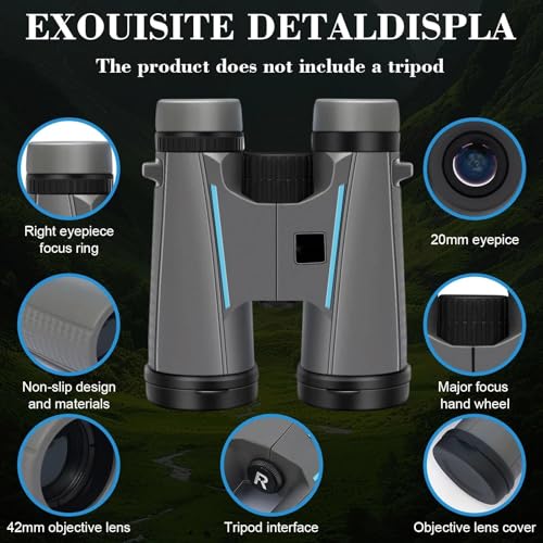 Image of Tobo 12x42 Binoculars for Adults, BAK4 Prism FMC Lens Large Eyepieces, HD Professional Binoculars for Bird Watching, Hunting, Hiking, Travel Sightseeing, Concerts, Sports with Smart Phone TD-1468IM