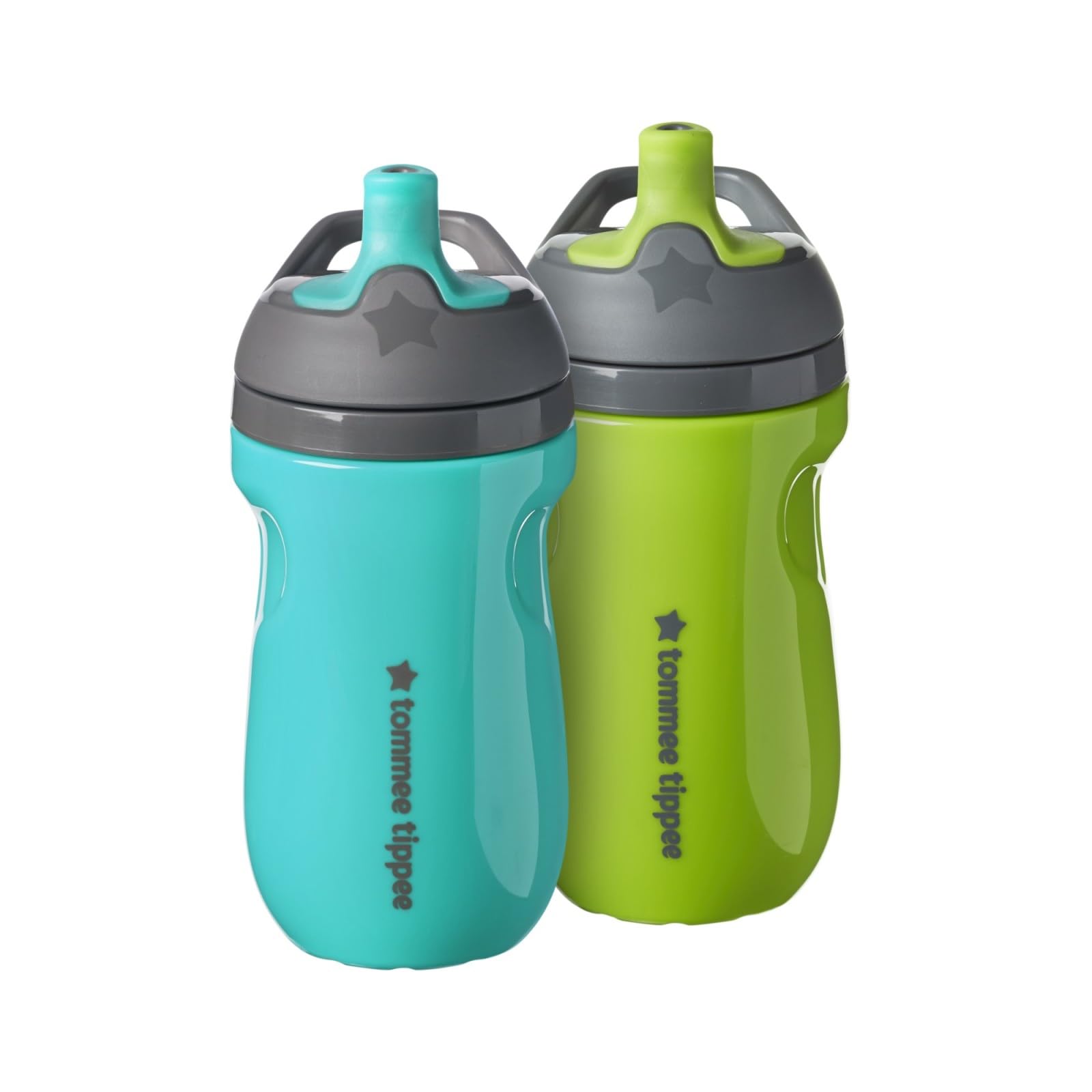 Tommee Tippee Insulated 9oz Sporty Spout Toddler Water Bottle, No Spill, Sippy Cups for Toddlers 1-3, Two-Piece Valve Helps Stop Spills, Green & Teal, BPA Free, Pack of 2Tommee Tippee Insulated 9oz Sporty Spout Toddler…