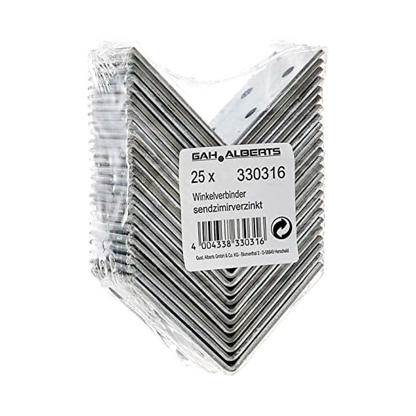 Alberts 330316 Winkelverbinder | sendzimirverzinkt | 50 x 50 x 40 mm | 25er Set