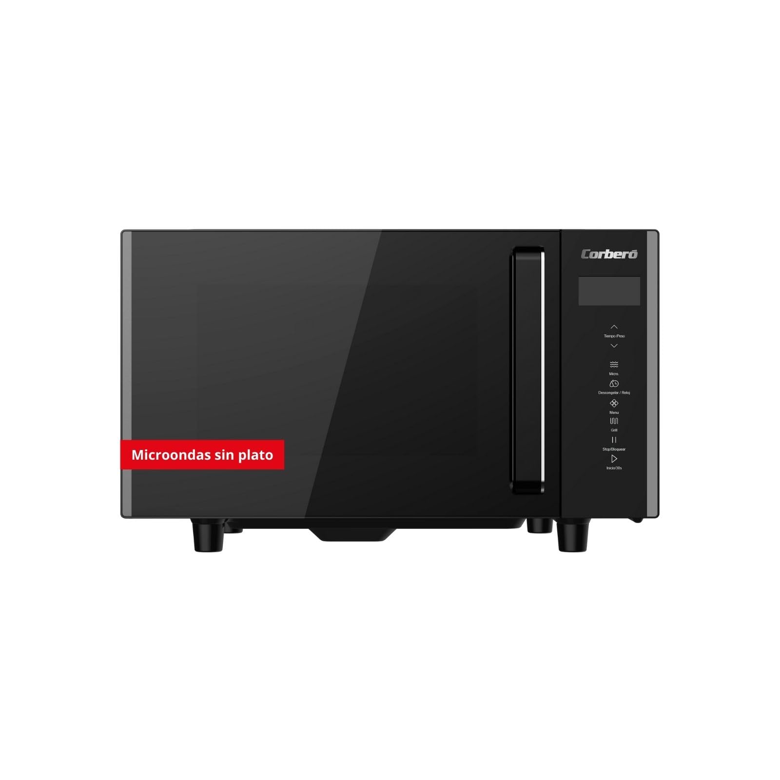 Corberó – Microonde senza piatto girevole con griglia | CMICW8023DF | 23L | 800W | Auto Menu | 5 Livelli di Potenza | Digital Touch | Funzione Sbrinamento | Pizza | Nero