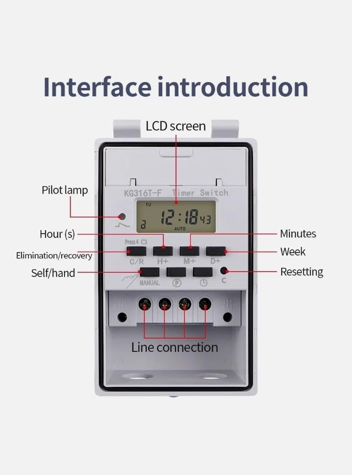 Image of MAXWELL Waterproof Digital Timer Switch KG316T-F | Weekly Programmable | LCD Display | IP65 |220VAC